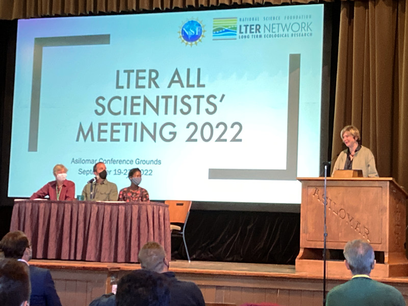 Evelyn Gaiser moderated a plenary talk at the 2022 LTER All Scientists' Meeting