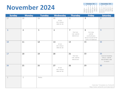 November 2024 calendar